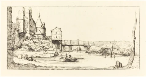 1621年の火事の後のパリ、ポン・オ・シャンジュのパセロール 歩道橋...、1860年。