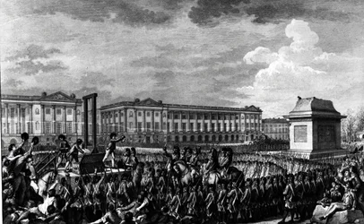 1793年1月21日：イシドルスタニスラスヘルマン（1743-1809）1793によって刻まれた革命の場でのルイ16世の死（1754-93）