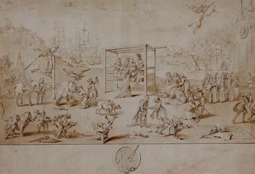 ヨーロッパ人種：1738-9年の政治的ヨーロッパの状態に関する寓話的な似顔絵、