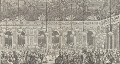 ベルサイユでの仮面舞踏会の装飾、t...、ca. 1764年プレートの1860年復刻版。