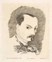 シャルル・ボードレールの自画像、パブ。1869年（銅版画
