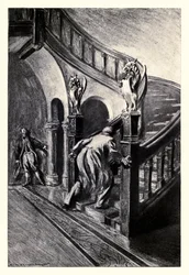 ロバート・ルイス・スティーブンソン（1850-1894）の「ジキル博士とハイド氏の奇妙な事件」から、チャールズ・レイモンド・マコーリー（1871-1934）が挿絵を描いたものである。