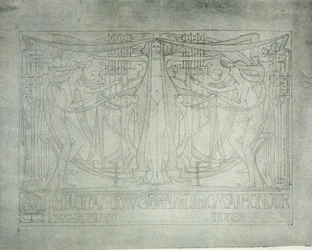 グラスゴー美術学校の名誉卒業証書、1893年（ライスペーパーに水彩画を印刷）