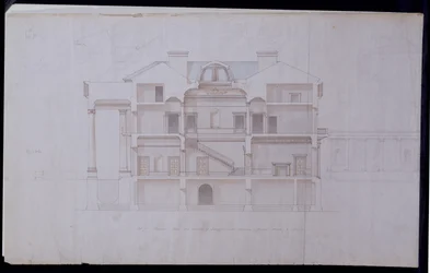 Lough Crew House、アイルランド、ミース州のデザイン、1825年頃（ペンとインク、紙にトイレ）