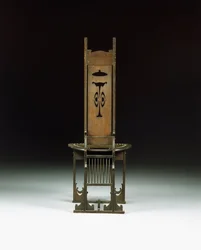 ピアスデザインのサイドチェア、1899年頃（オークの彫刻）