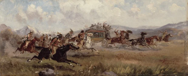 駅馬車を襲撃するスー族、1909年