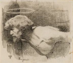 洗礼者聖ヨハネの斬首のための研究、1881年頃（濃いクリーム色の紙に木炭）