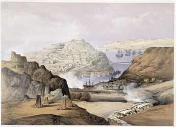 Ch.Hardingeの "Sevastopol "のセバストポリの街。ヴィンセント・ブルックスによるリトグラフ、1855年ロンドン生まれのヘンリー・グレイヴス。