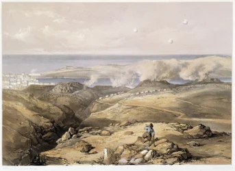 CH.Hardingeによる「セバストポリ」のロシア軍砲台。Litho by Vincent Brooks, d. London 1855 Henry Graves.