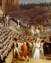 The Celebration of the Federation, Champs de Mars, Paris, detail from a painting by Charles Thevenin (1764-1838)   1462522   ja       japanese Successfully Translated  Original: View Near the City of Tientsin Translat: View Near the City of Tientsin 144277