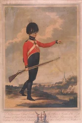 忠実なロンドン志願兵の第 10 連隊の制服を着た軍人像、1804 年