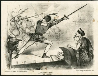 シャルル・ヴェルニエ(？-1887)が「ル・シャリヴァリ」に描いたイラスト - 劇場、共和国大統領、ティエ・アドルフ、ナポレオン3世
