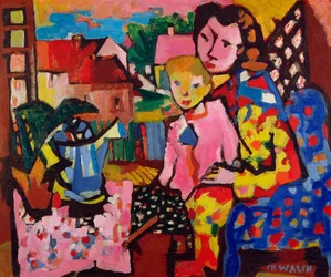 Mãe e menino (óleo sobre tela)