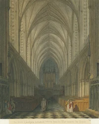 リッチフィールド大聖堂の内部-合唱団：水彩画、nd [c 1813]（絵画）