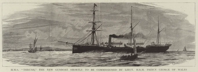 HMSスラッシュ、間もなくHRHプリンスジョージオブウェールズ中尉が就任する新しい砲艦