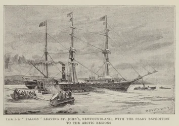 SSファルコン、ニューファンドランドのセントジョンズを離れ、北極圏への平和遠征