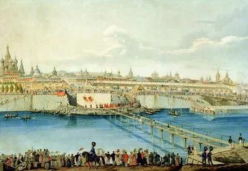 1830年、モスクワのモスクヴォレツキー橋の敷設