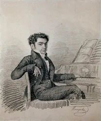 作曲家の肖像アレクセイ・N・ヴェストフスキー（1799-1862）（紙に木炭）