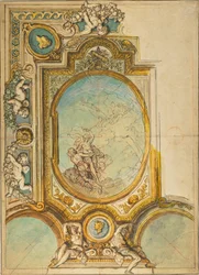 プシュケの神化を伴う天井装飾のための習作（レクト）；プシュケの神化を伴う天井装飾のための習作（裏面）