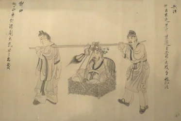 陳宏壽筆「濤源明生活景」細部、1650年、ホノルル・アカデミー・オブ・アーツ蔵