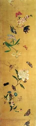 百羽の蝶、花と昆虫、手巻きの詳細