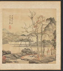 古代の巨匠の後の絵画: 秋の風景の中の道士と鶴