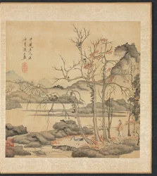 古代の巨匠の後の絵画：秋の風景の中の道教とクレーン、1598-1652。