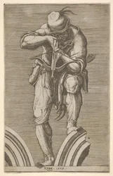 クロスボウを撃つ男、1579年。
