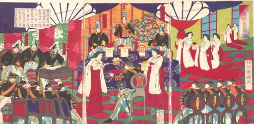 Illustration of the Commanders who Pacified Western Japan, Receiving the Empero..., September, 1887.    1178976   ja       japanese Successfully Translated  Original: Med valne hænder Translat: Med valne hænder 1275030 ja japanese Successfully Translated O