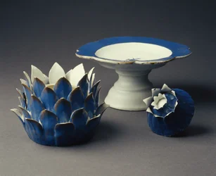 嘉定時代の野菜の形のトゥリーン、カバー、タッツァ（1796-1820）c.1800（磁器）（314544も参照）
