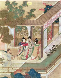 ロマンチックな会議、伝統的な中国の小説のイラスト（紙にトイレ）