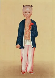 天然痘の子供（紙にトイレ）