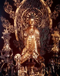 弥勒仏に捧げられた祭壇画の詳細、524（金銅）