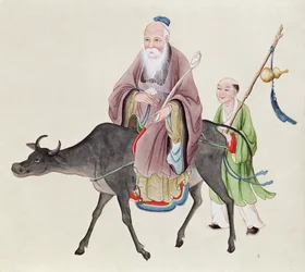 水牛の老子（c.604-531）、その後弟子（紙のトイレ）