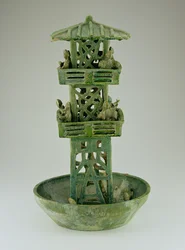 ものみの塔のモデル、ハン王朝（206 BC-220 AD）（釉薬をかけられたセラミック）