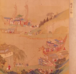 中国皇帝の歴史に由来する帆船の艦隊とヤンディ（569-618）の第二スイ皇帝（絹の色）