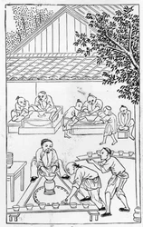 中国の製造に関する一連のイラストからの回転カップ（シリーズ全体については384116および384117を参照）