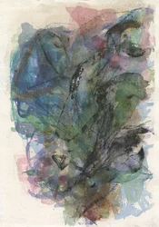 抽象的コンポジション、有機的形態／植物シリーズ、2021年（水彩、ガッシュ、木炭、水彩紙）