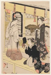 花の園、変装源氏八景、1790年頃（木版画カラー）
