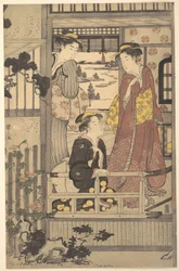 ベランダにいる三人の女性