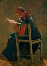 読書する少女フレム・サリング。勉強。