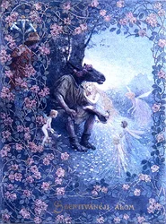 ウィリアム・シェイクスピアの「真夏の夜の夢」の挿絵（1565-1616）c.1900（リトグラフ）。