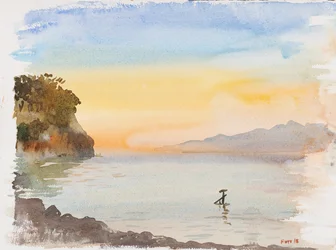 薔薇のイオニア海 - アストラケリ・コルフ 2015 （水彩画）
