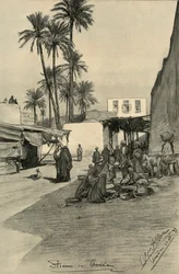 1898年、エジプト、アスワンの通り。