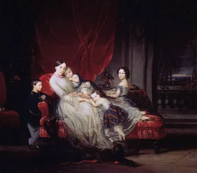 彼女の子供たちとの大公マリアニコライエフナの肖像、1849年