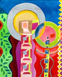庭の聖母子、2010年頃（アクリル、キャンバス）
