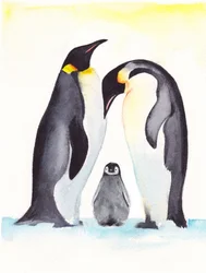 ペンギンの家族写真