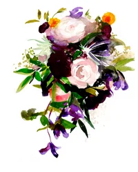 鮮やかな花の水彩画風ブーケ