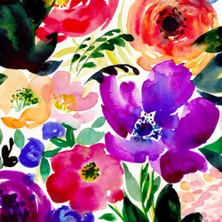 鮮やかな水彩画の花々
