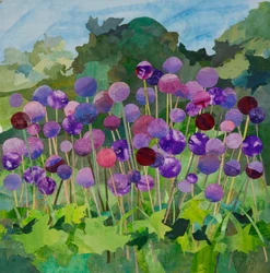 Alliums Large, 2024（水彩絵の具で描いた紙のコラージュ）